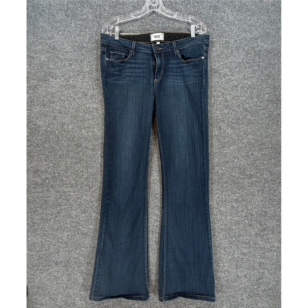 Paige Skyline Boot Jeans Women 31 Blue Bootcut Mid Rise Stretch Denim Casual